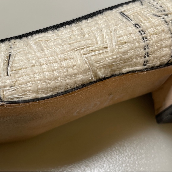 Chanel Chain Link Heel tweed CC Ballerinas flat black white size 39women - Picture 10 of 12